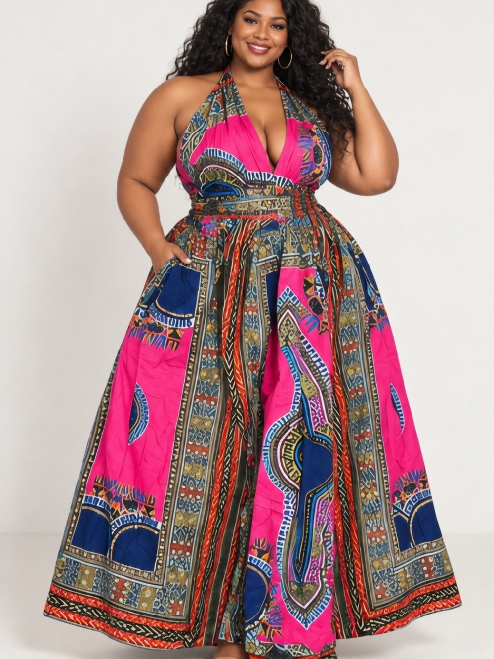 Tribe Of Dumo Nefertiti Infinity Dress- Pink Multicolor Print